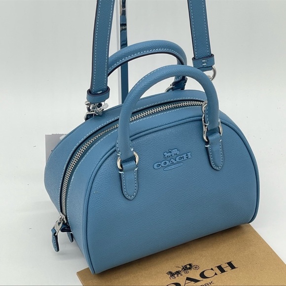 Coach Sydney Satchel Crossbody Bag Leather Midnight Blue - Picture 11 of 12